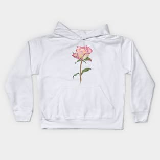 Watercolor rose bud Kids Hoodie